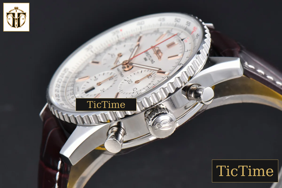 Navitimer B01 43mm BLSF White Dial Brown Leather Strap A7750 — foto 11
