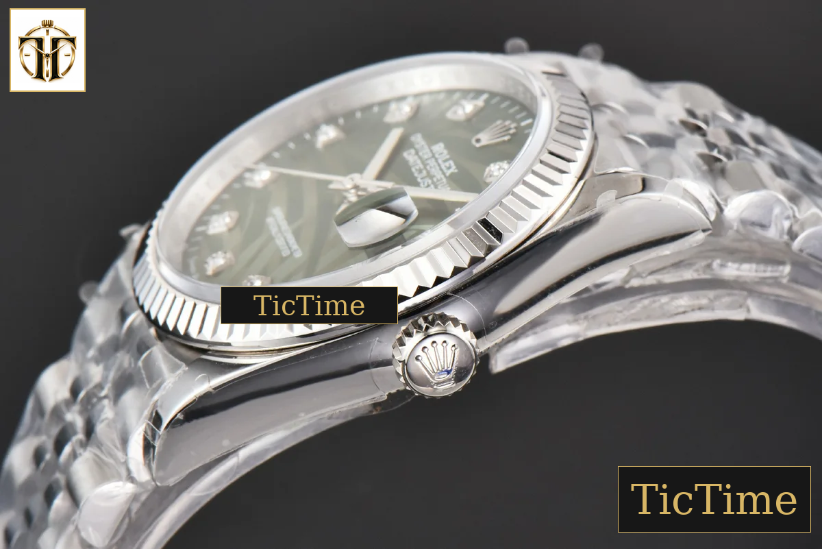 DateJust Fluted 36mm BPF Green Plam Dial Diamond Marker Jubilee Bracelet 3235 — foto 11