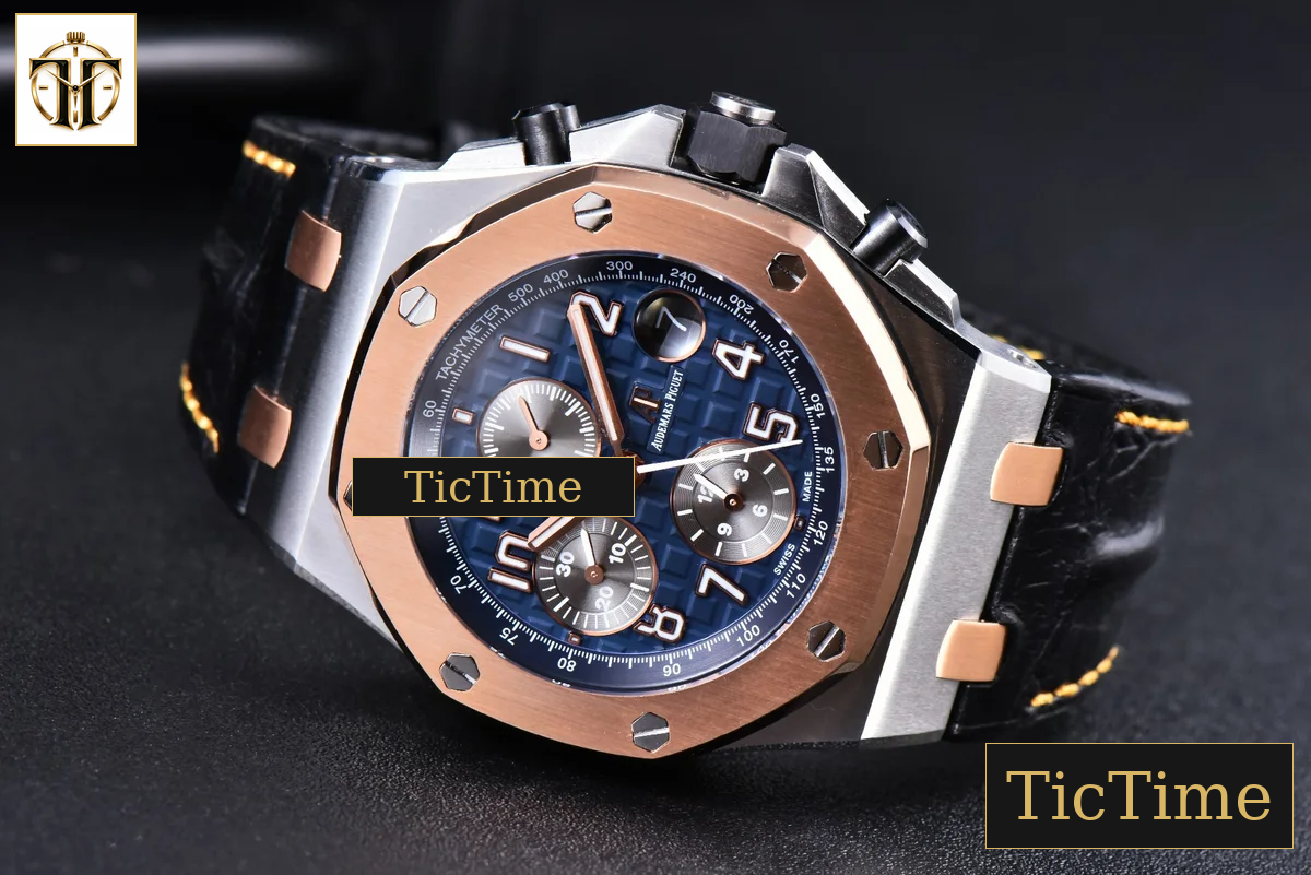 Royal Oak Offshore 26471SR 44mm JF RG Blue Dial Black Leather Strap A3126 — foto 16