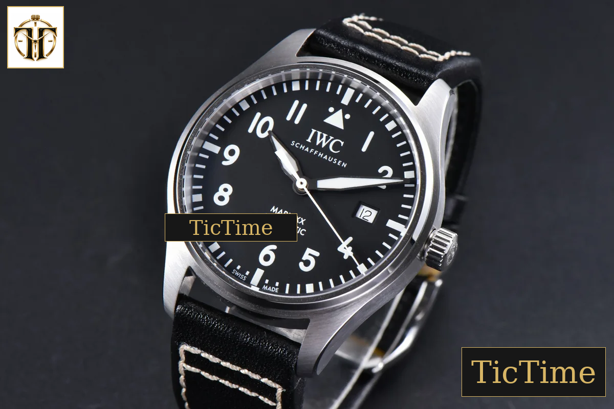 Mark XX IWC328201 40mm GSF Black Dial Black Leather Strap A2892 — foto 3