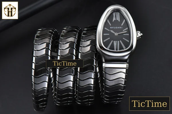 Foto frontal — Serpenti Spiga 35mm BVF SS Polycyclic Black Ceramic Black Dial Quartz