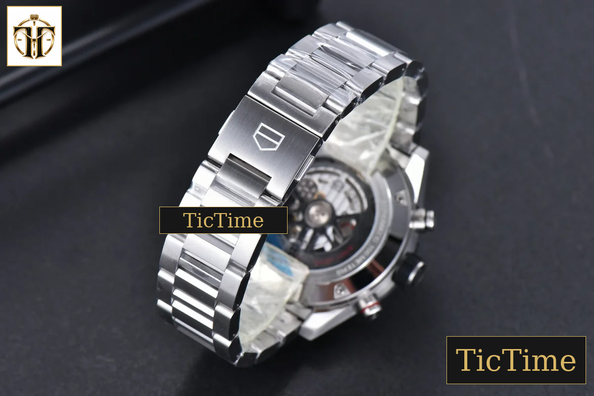 Calibre Heuer 01 Chrono 45mm XF PVD Skeleton Dial Red Hand SS Bracelet A1887 — foto 24