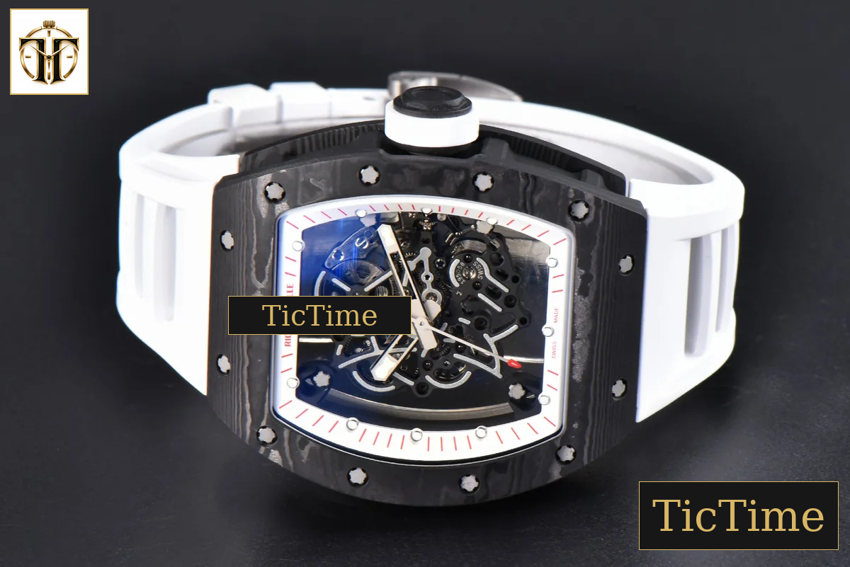 NTPT RM055 43mm ZF White/Pink Bezel White Crown White Rubber Strap V6 RMUL2 — foto 15