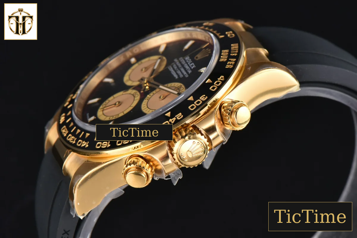 Daytona Oyster Cosmograph 126518 40mm Clean Factory YG Black Dial YG Subdial Black Oysterflex Strap DD431 — foto 12
