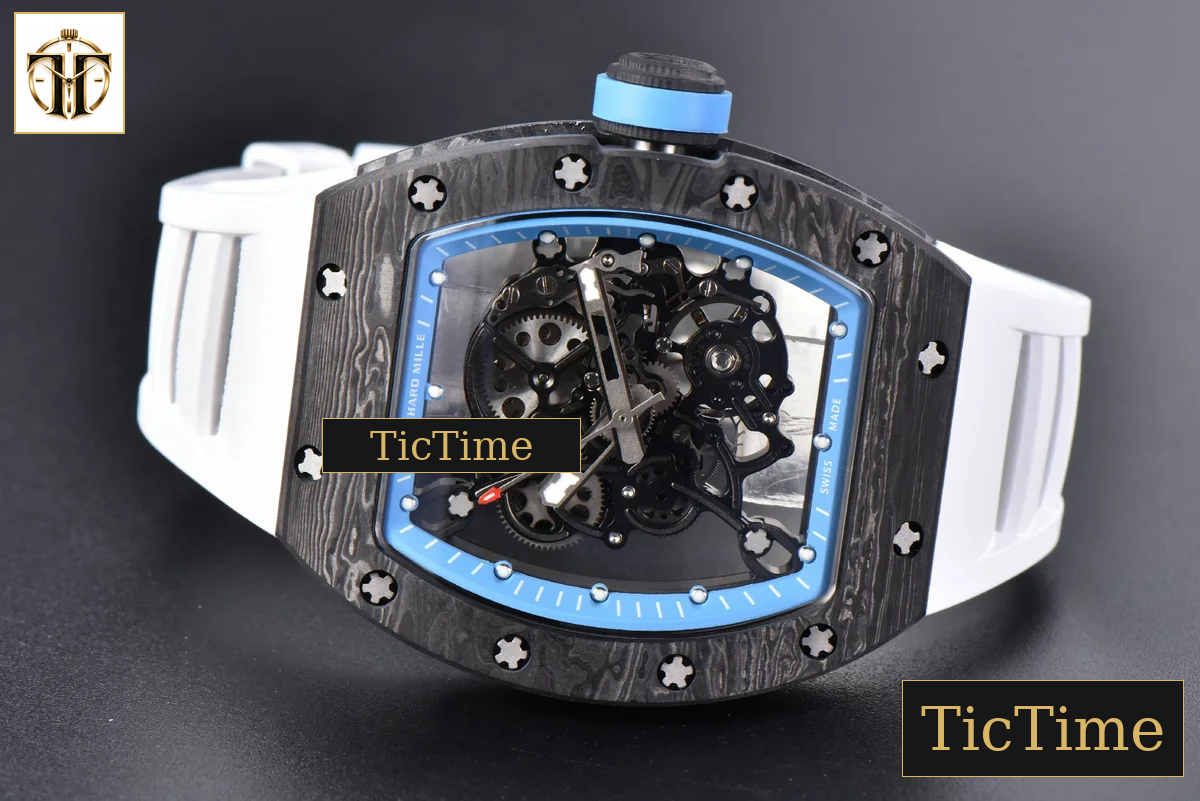 NTPT RM055 42mm RMF Blue Skeleton Dial White Rubber Strap RMUL2 — foto 15