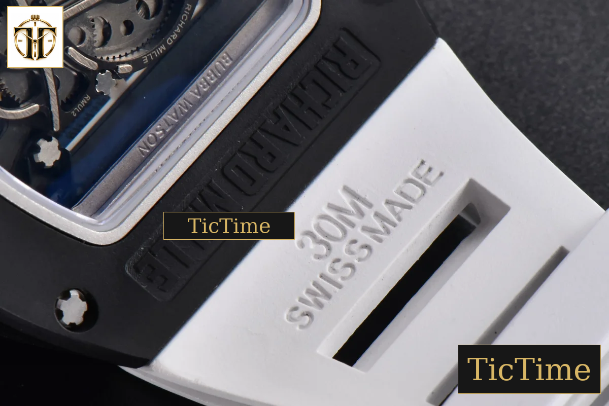 RM055 42.7mm BBRF Black Ceramic Black Skeleton Dial White Rubber Strap RMUL2 — foto 27