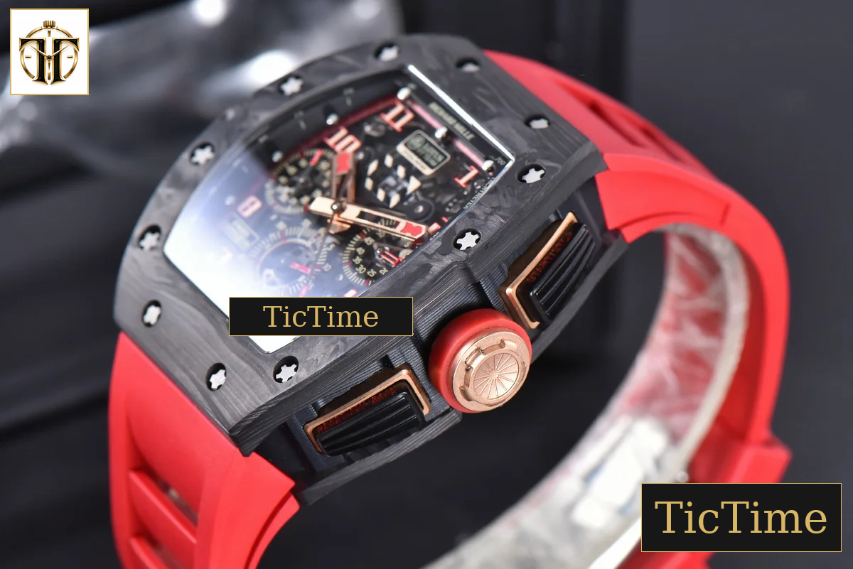 NTPT Chrono RM011 KVF Skeleton Dial Red Rubber Strap V2 A7750 — foto 11
