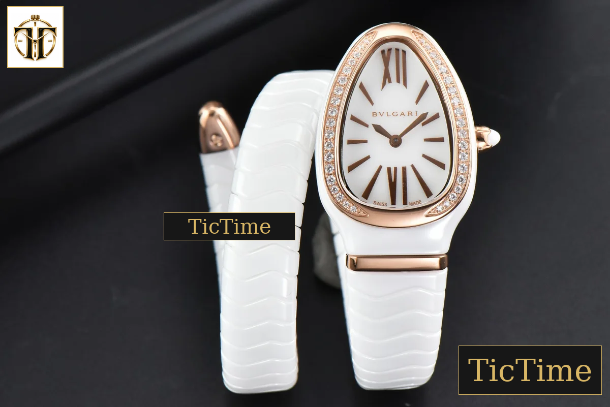 Serpenti Spiga 35mm BVF RG White Ceramic White Dial Diamond Bezel Quartz — foto 2