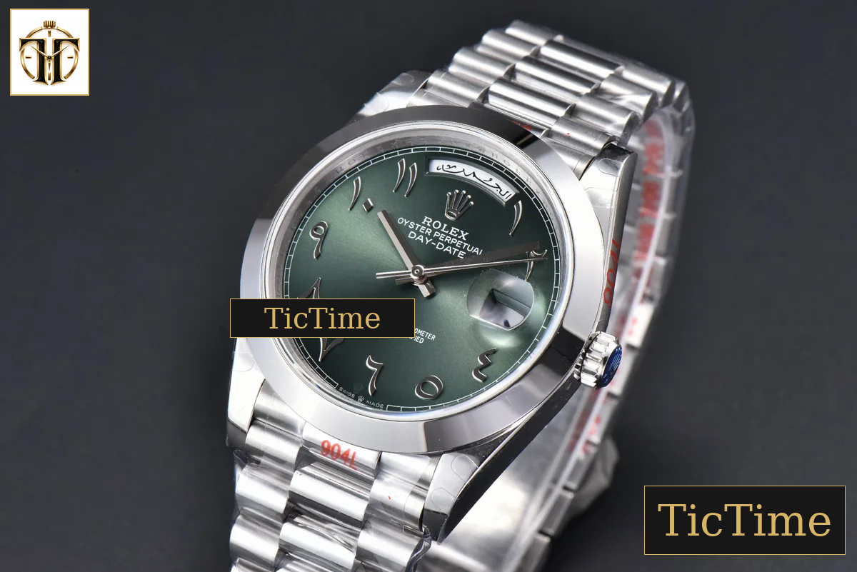 DayDate 904L Smooth Oliva 40mm GMF Green Arabic Dial President Bracelet A2836 — foto 5