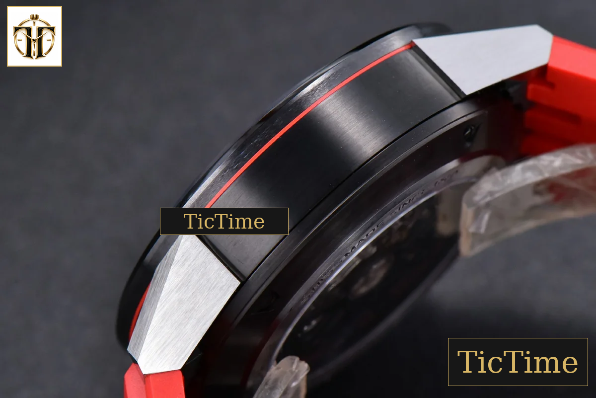 Calibre Heuer 01 Chrono 45mm XF Skeleton Dial Red Hand Red Rubber Strap A1887 — foto 12