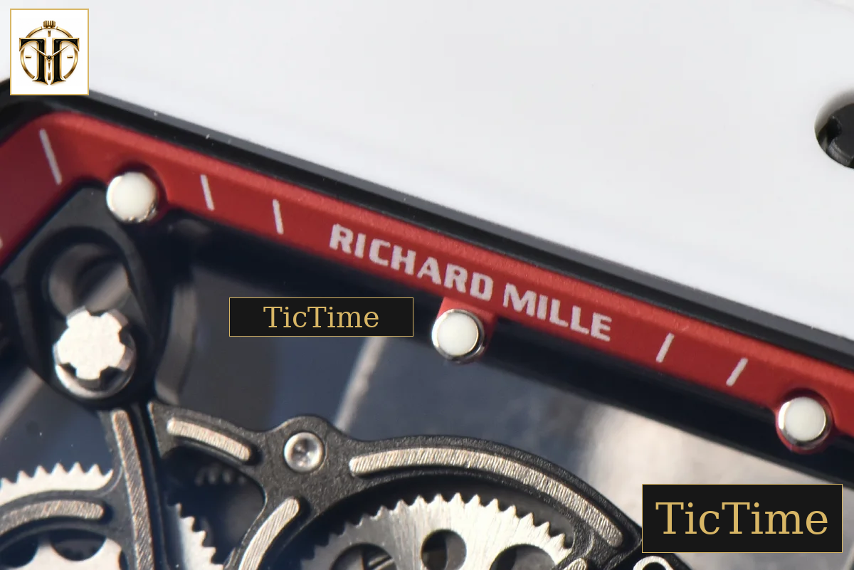 RM055 42.7mm BBRF White Ceramic Red Skeleton Dial White Rubber Strap RMUL2 — foto 6