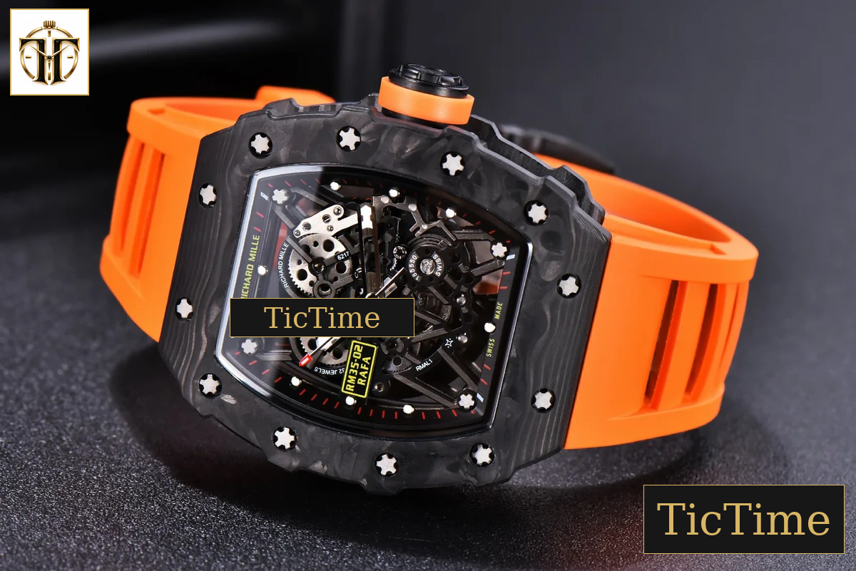 RM035-02 KVF Skeleton Dial Orange Orange Rubber Strap V3 Miyota8215 — foto 15