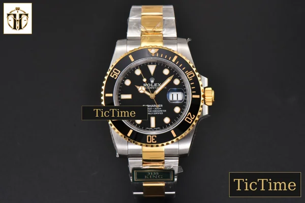 Foto frontal — Submariner LN 904L 116613 King Factory YG/SS Black Ceramic Black Dial SS Bracelet VR3135