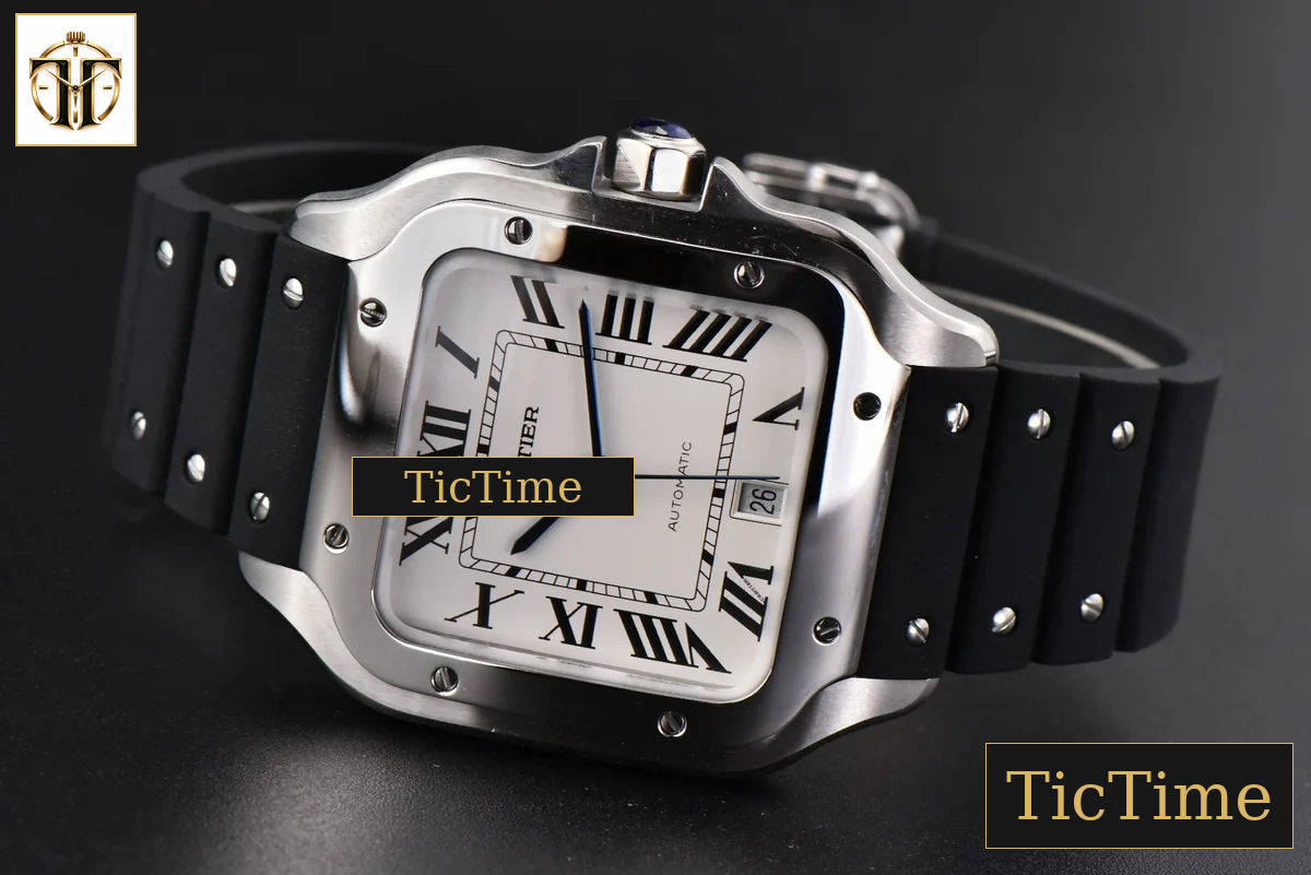 Santos Large 40mm GF White Dial Black Rubber Strap Miyota 9015 — foto 11