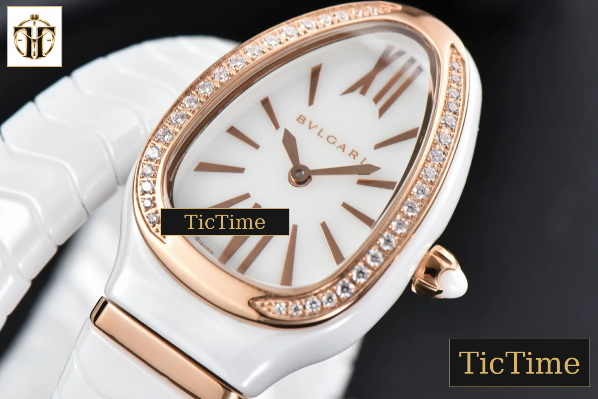 Serpenti Spiga 35mm BVF RG White Ceramic White Dial Diamond Bezel Quartz — foto 4