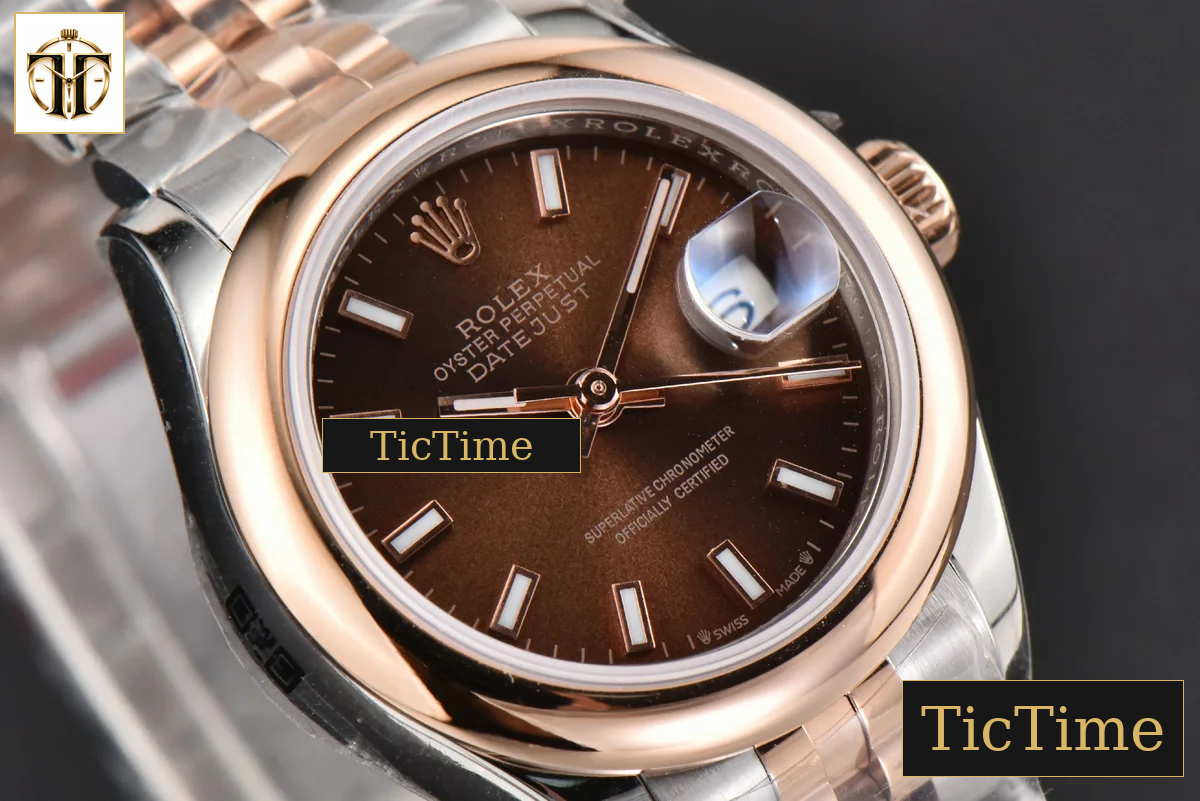 DateJust Ladies 28mm WF RG/SS Smooth Bezel Brown Dial Jubilee Bracelet A2236 — foto 13