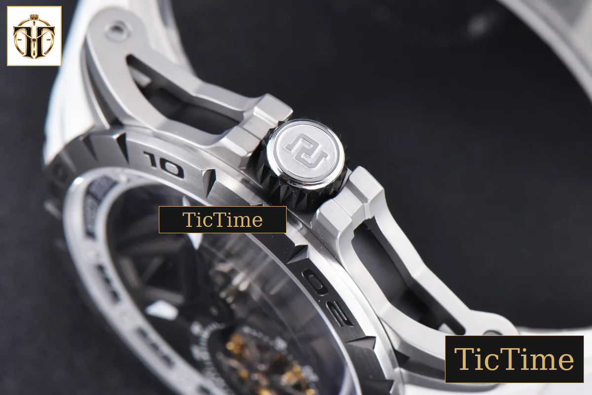 Excalibur Sports Tourbillon 46mm JBF Titanium Skeleton Dial Black Crown White Rubber Strap — foto 12