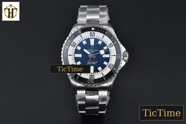 Foto frontal — SuperOcean 44mm TF Black Bezel Blue/White Dial SS Bracelet A2824