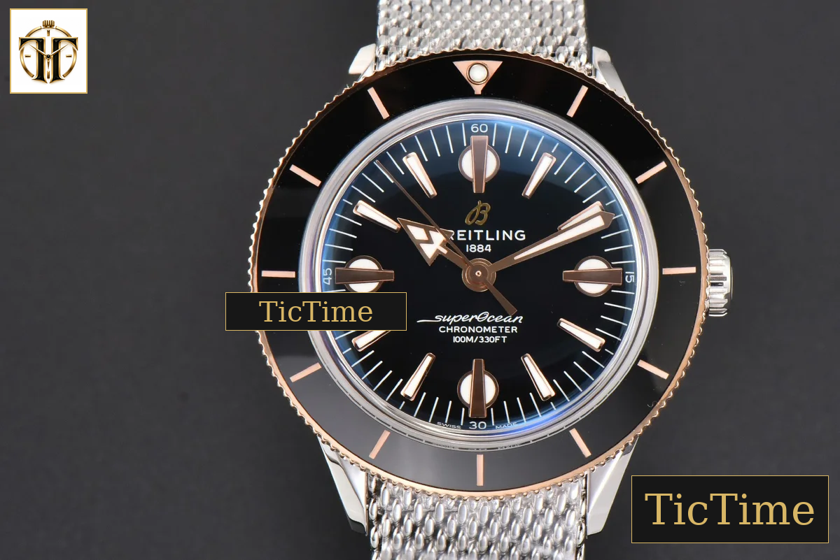SuperOcean Heritage 42mm GF RG/SS Black Ceramic Black Dial Mesh Bracelet A2824 — foto 2
