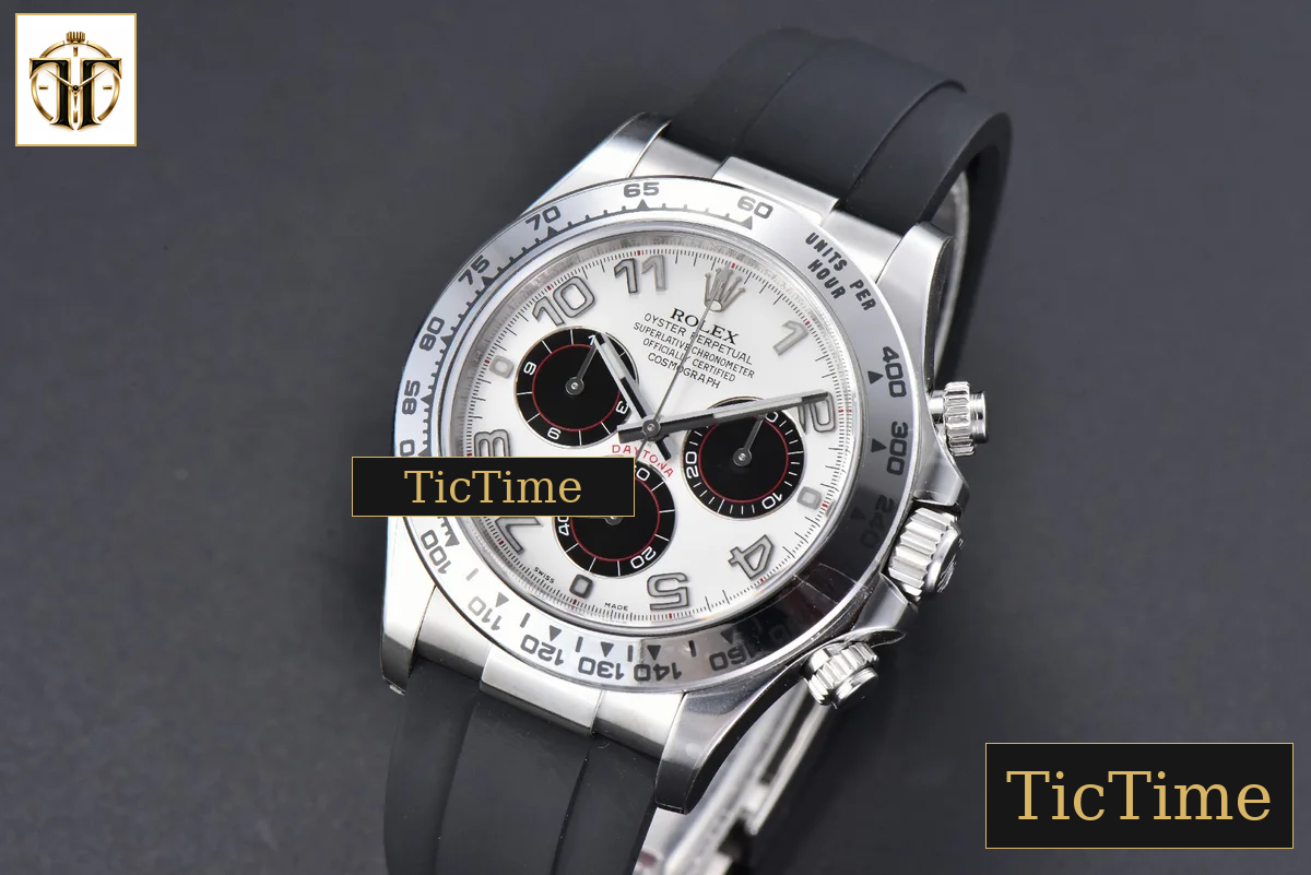 Daytona 904L 116509 40mm Clean Factory White Dial Black Subdial Oysterflex Strap SA4130 — foto 4