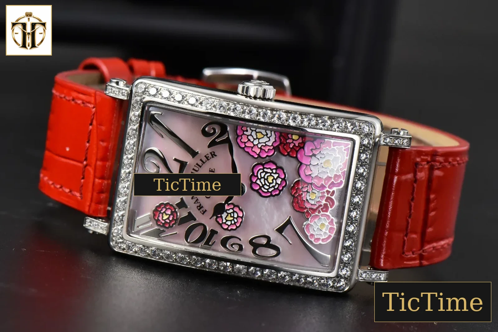 Long Island Ladies 26mm ZF Diamond MOP Dial Red Leather Strap Swiss Ronda Quartz — foto 13