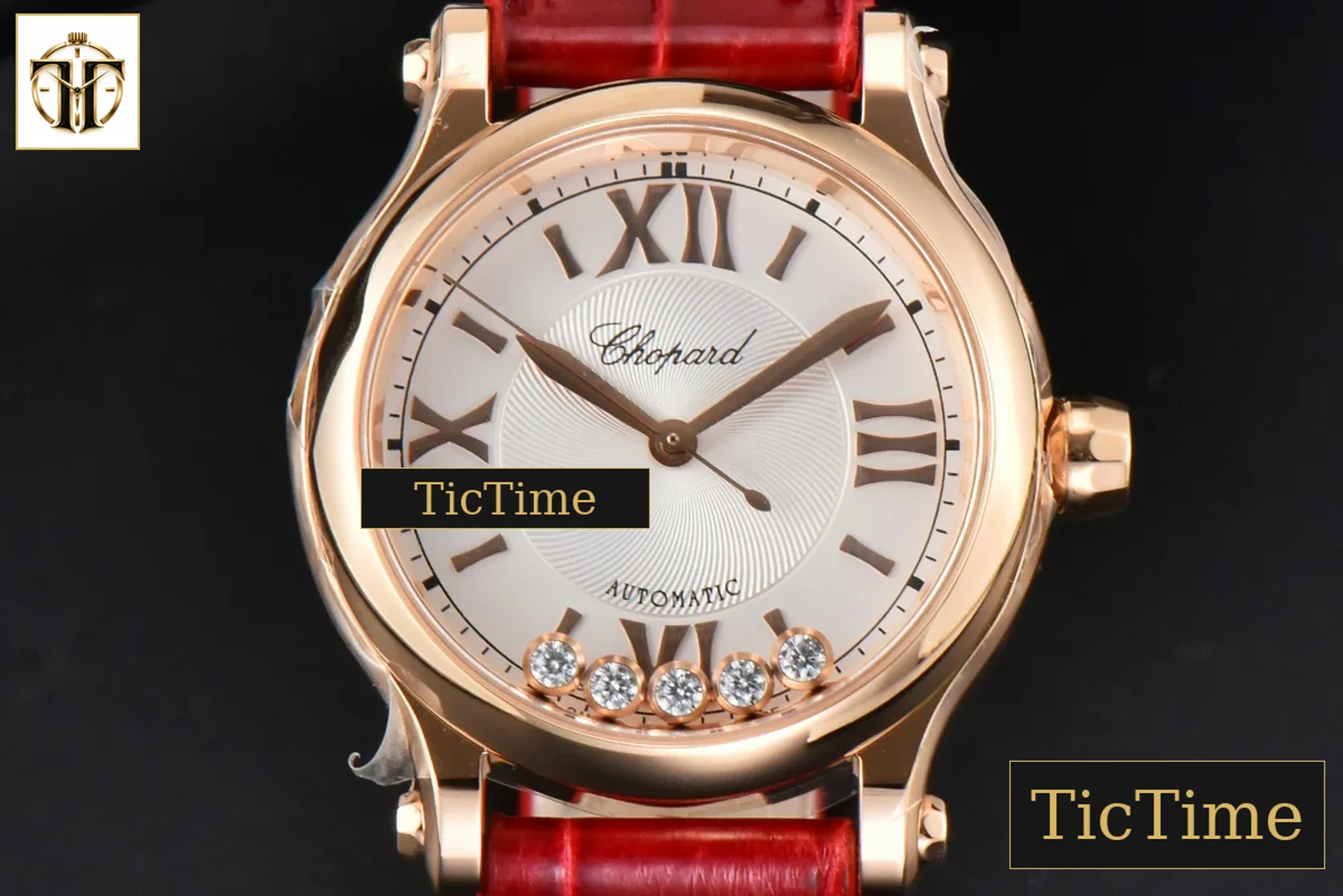 Happy Sport Automatic 33mm HWF RG White Dial Red Leather Strap A2892 — foto 2
