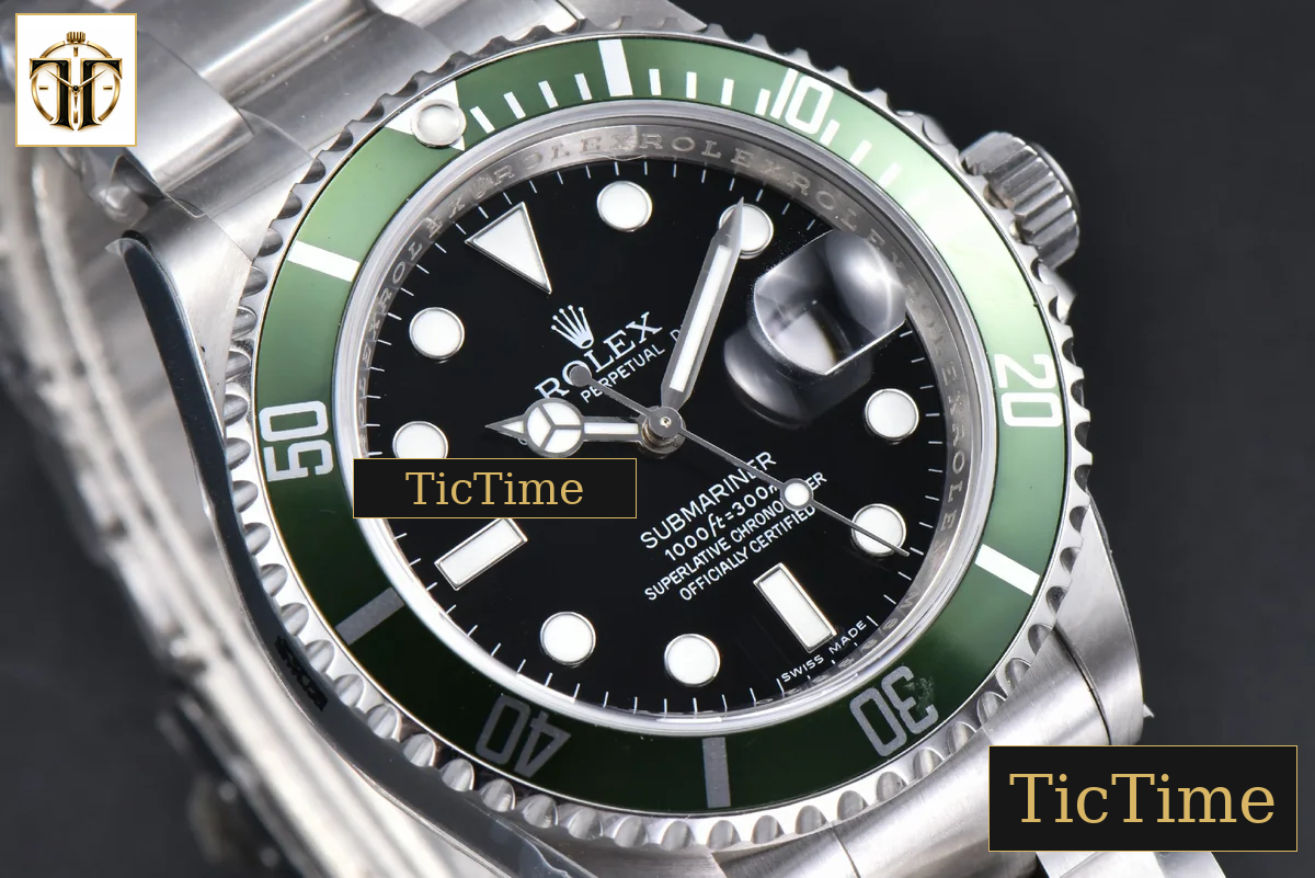 Submariner LV 16610 40mm RAF Green Bezel 904L SS Bracelet Rehaut SH3135 — foto 13
