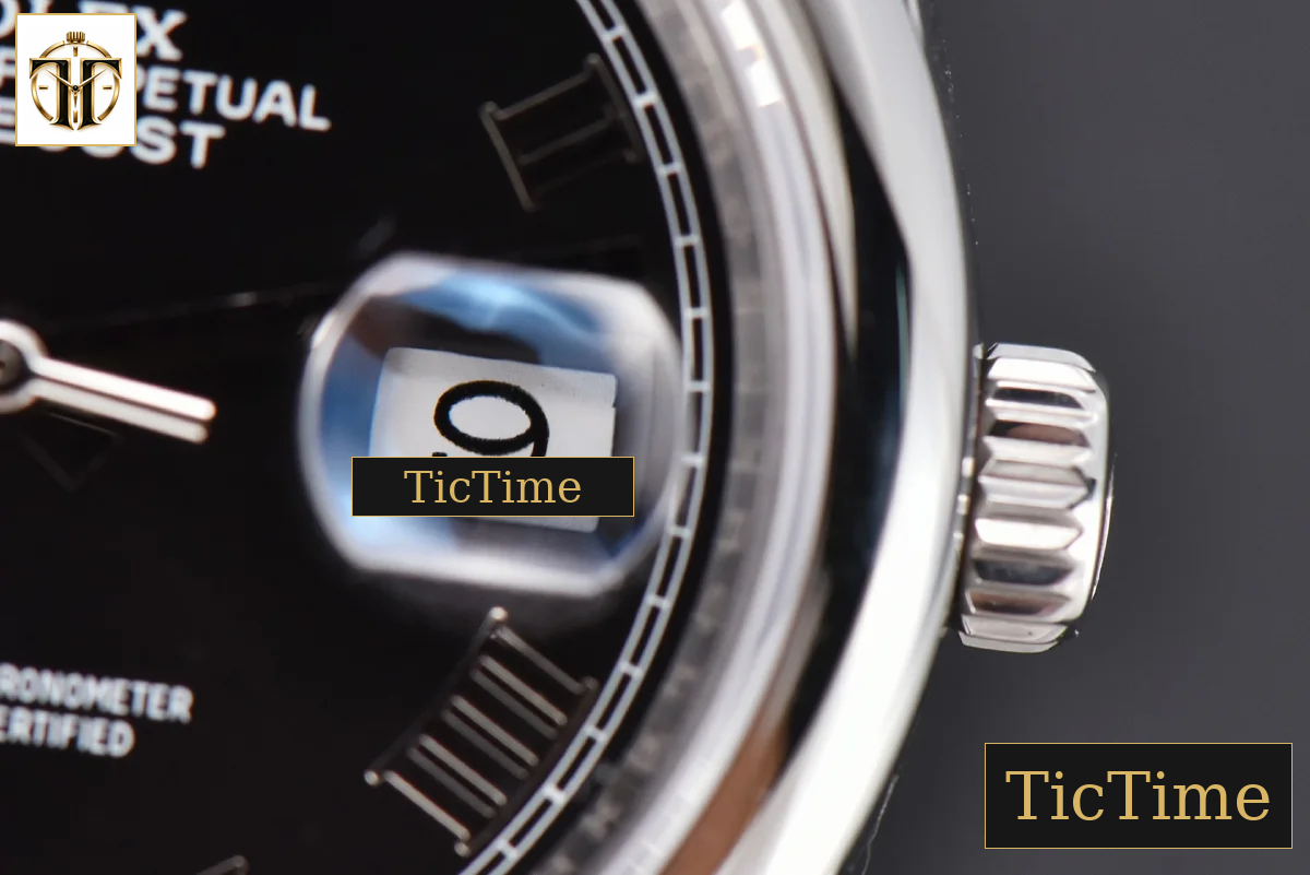 DateJust 36mm GMF SS Smooth Bezel Black Dial Roma Marker Jubilee Bracelet VR3235 — foto 9