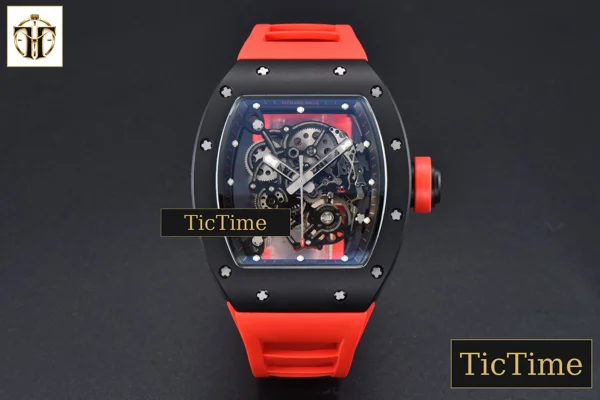 Foto frontal — RM055 42.7mm BBRF Black NTPT Black Skeleton Dial Red Rubber Strap RMUL2