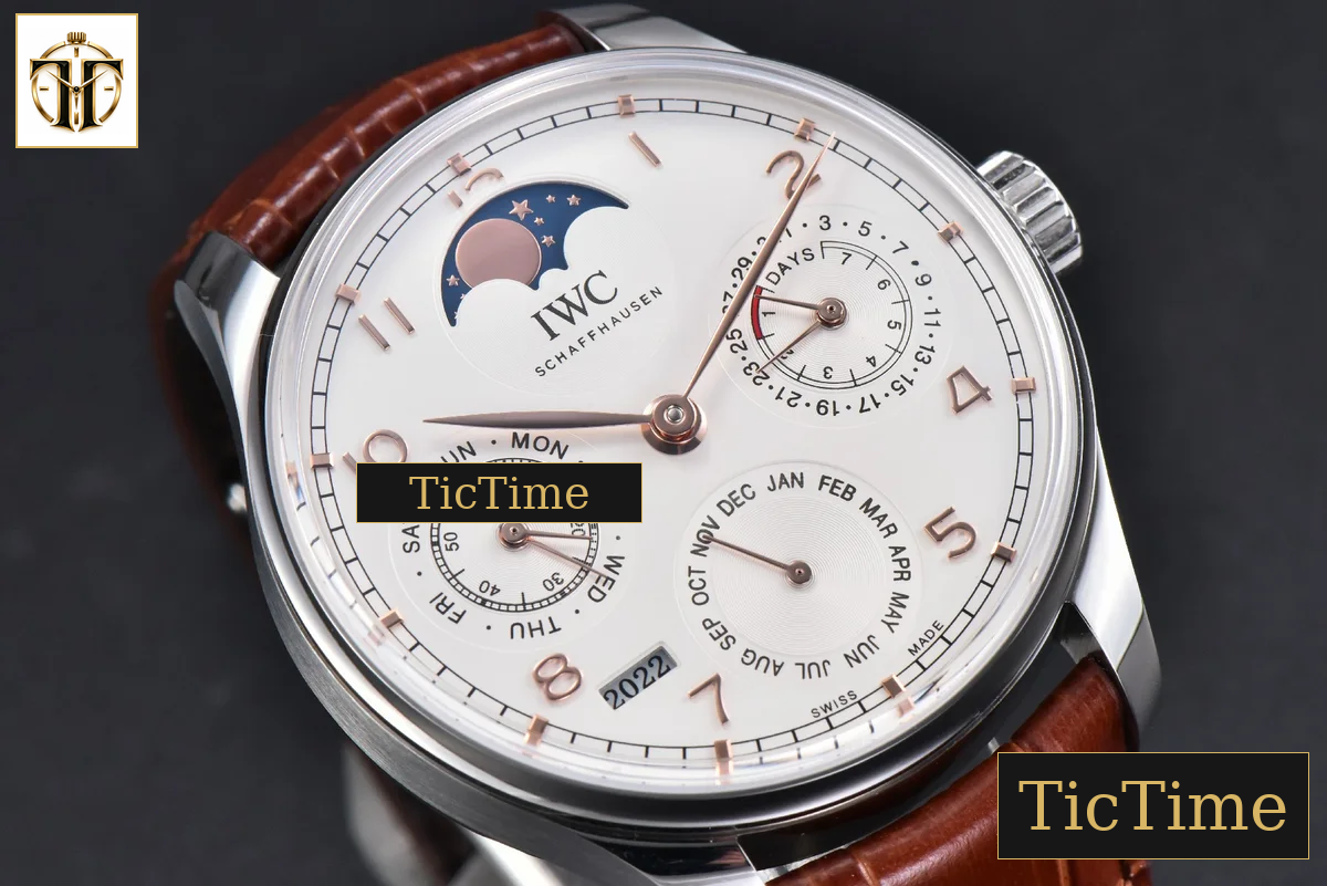 Portugieser Perpetual Calendar IW5033 42mm APSF SS White Dial Brown Leather Strap A52610 — foto 13