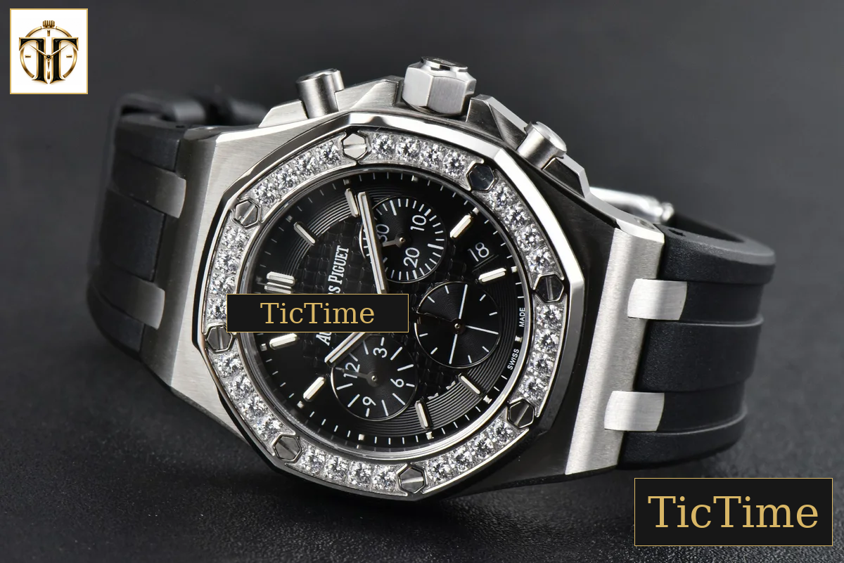 Offshore Ladies 26231ST 37mm RXWF Diamond Black Dial Black Subdial Black Rubber Strap Quartz — foto 12