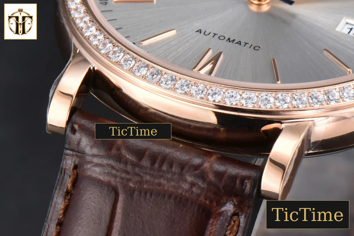 Portofino 40mm V7F RG Diamond Silver Dial RG Marker Brown Leather Strap A2892 — foto 10