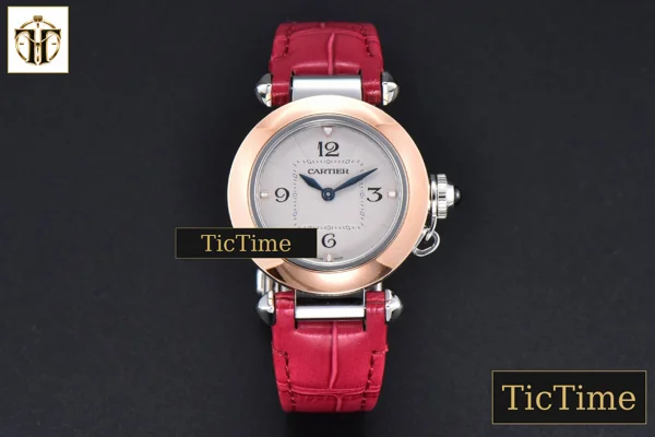 Foto frontal — Pasha Ladies 30mm AF RG White Dial Rose Red Leather Strap Jap Quartz