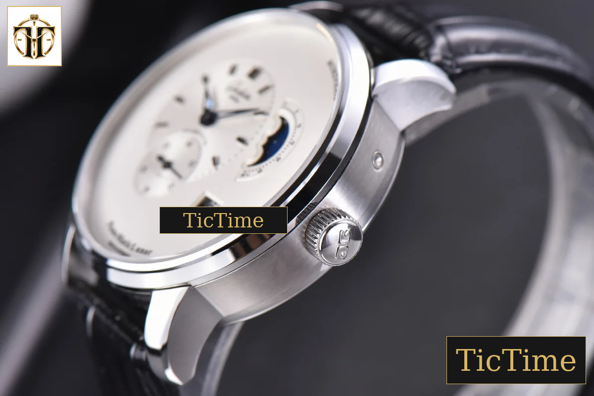 PanoMatic Lunar 40mm TZF White Dial Black Leather Strap A23J — foto 9