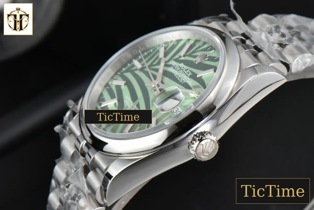 DateJust Smooth Bezel 36mm BPF Green Plam Dial Jubilee Bracelet A2824 — foto 11