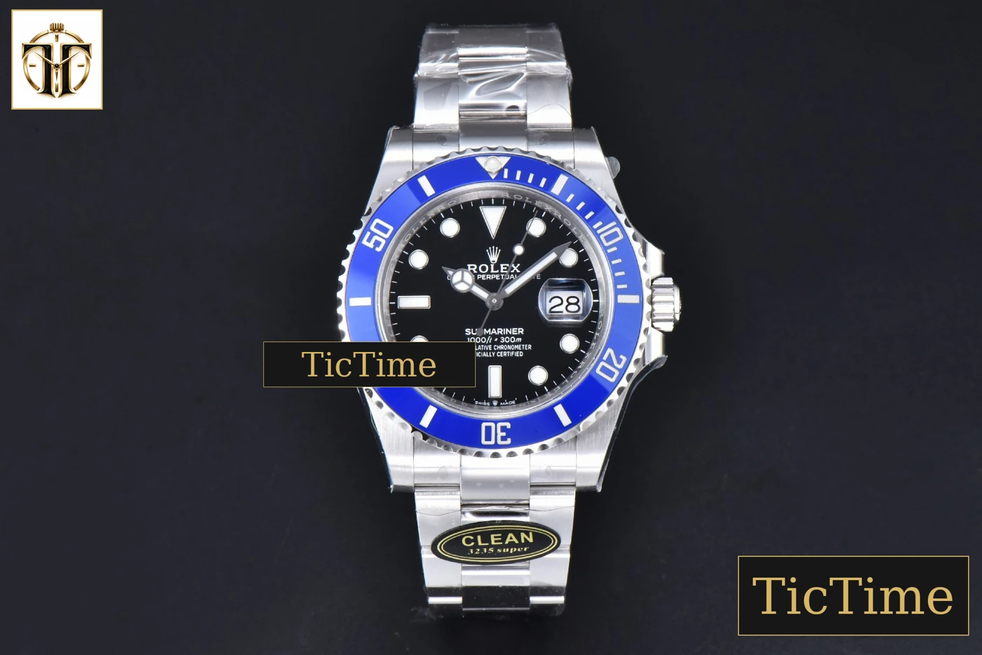 Vista frontal — Submariner LB 904L 126619 41mm Clean Factory Ceramic Blue Dial SS Bracelet VR3235