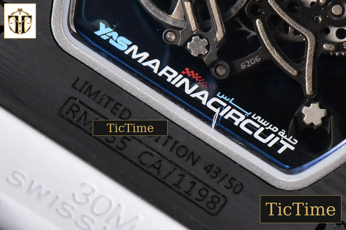 NTPT RM055 42.7mm BBRF Blue Skeleton Dial White Rubber Strap RMUL2 — foto 24