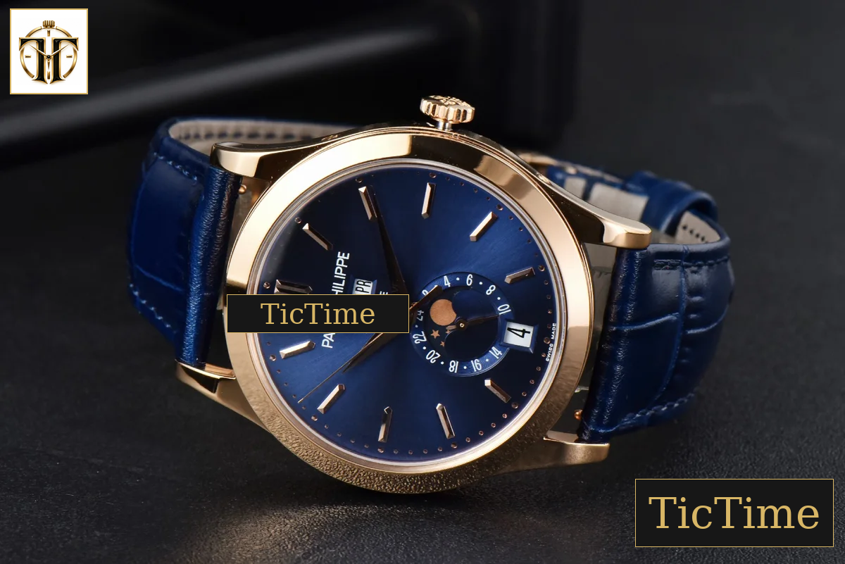 Annual Calendar Moonphase 5396 38.5mm ZF RG Blue Stick Dial Blue Leather Strap MY9015 — foto 12