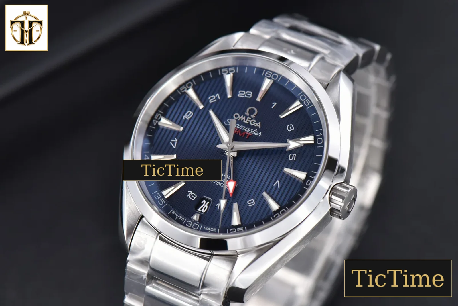 Aqua Terra 150M GMT 41.5mm VSF Blue Textured Dial SS Bracelet A8605 — foto 5