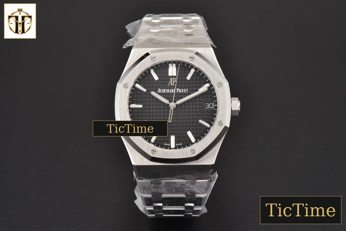 Royal Oak 15500 41mm ZF Black Textured Dial SS Bracelet (V2 free sprung ) A4302 — foto 3