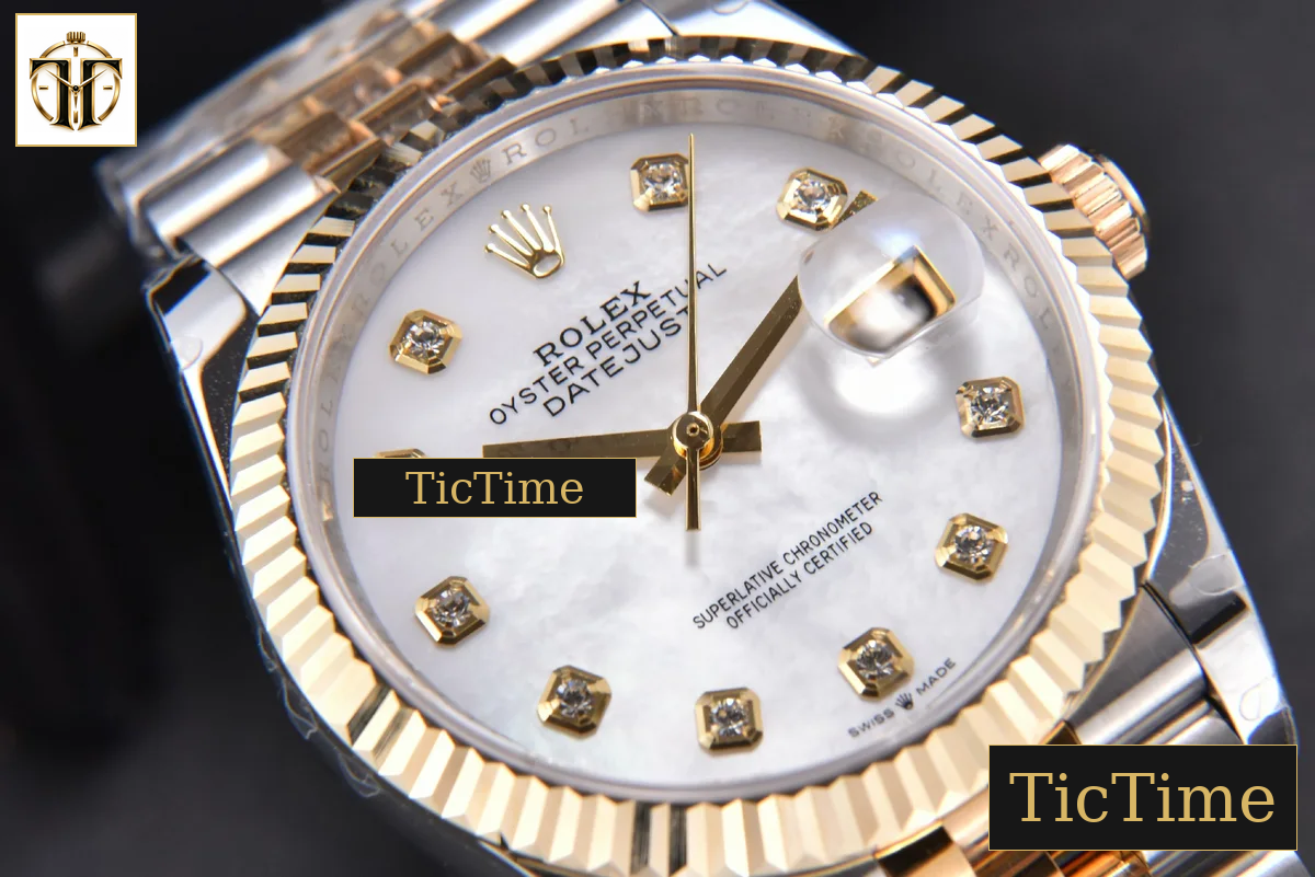 DateJust 904L 36mm GMF YG/SS Fluted Bezel White MOP Dial Diamond Marker Jubilee Bracelet VR3235 — foto 10