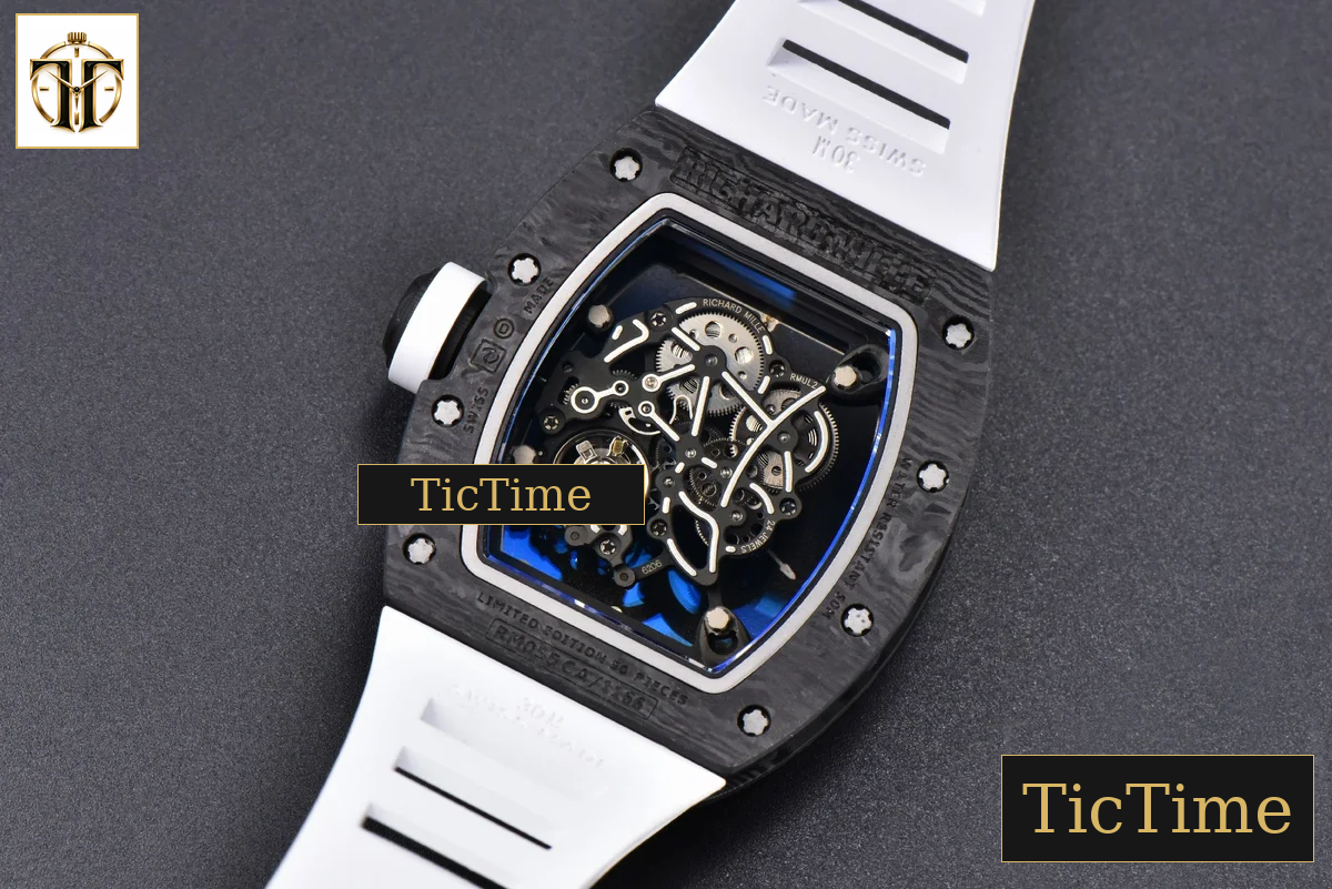 NTPT RM055 43mm ZF White/Pink Bezel White Crown White Rubber Strap V6 RMUL2 — foto 17