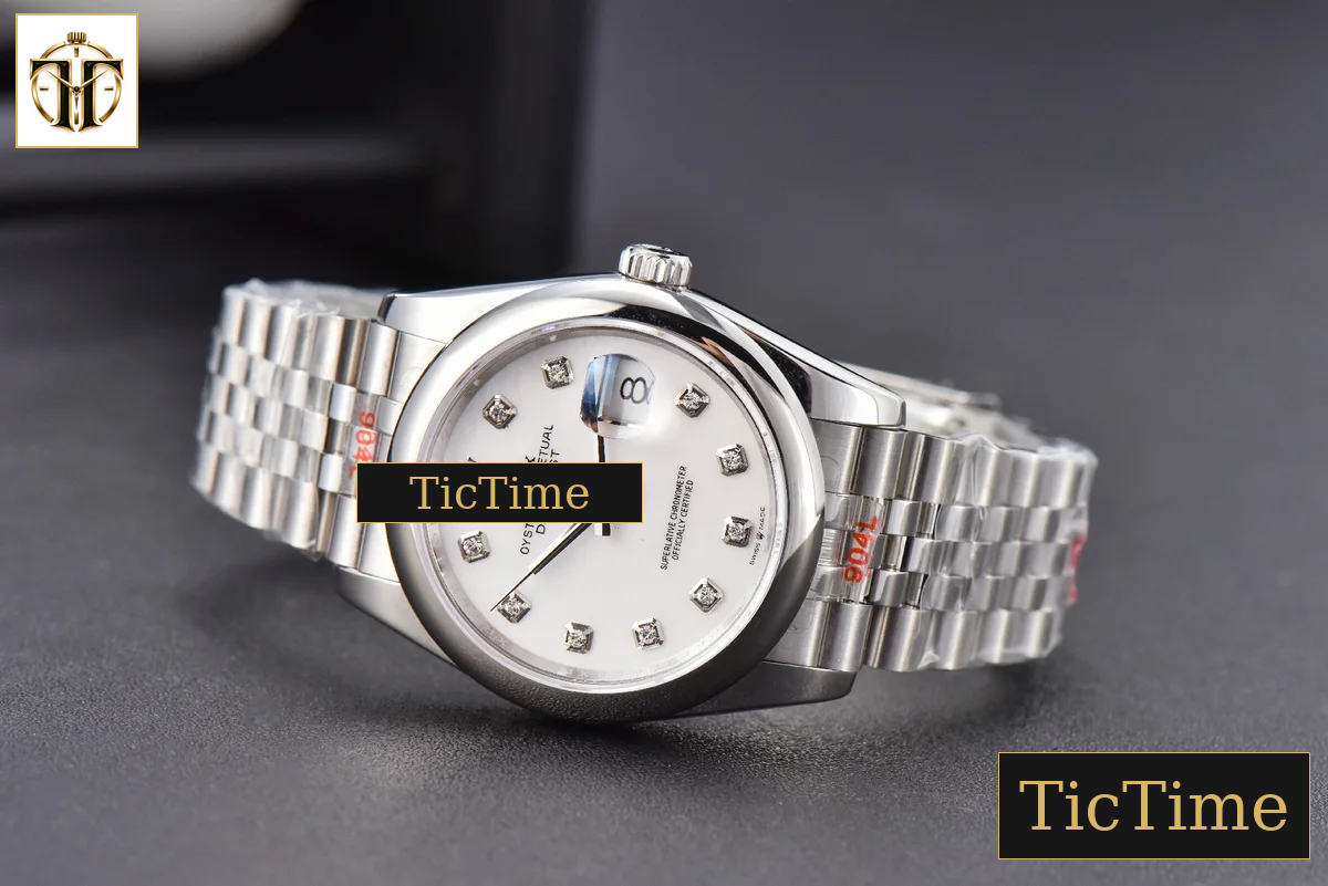 DateJust 36mm GMF SS Smooth Bezel White Dial Diamond Marker Jubilee Bracelet VR3235 — foto 14