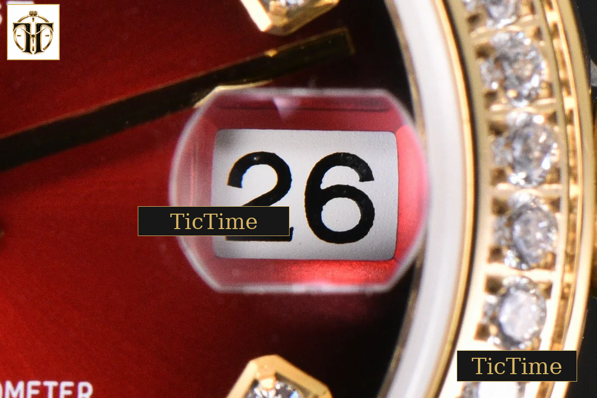 DateJust 31mm GMF YG Diamond Bezel Red Dial Diamond Marker President Bracelet A2824 — foto 9