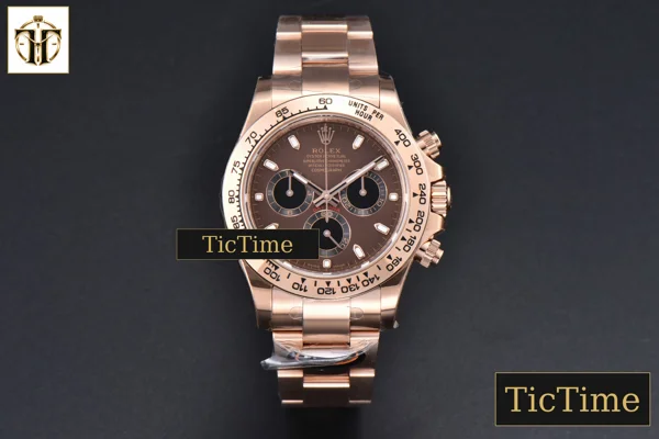 Foto frontal — Daytona 116505 40mm BTF Brown Dial Black Subdial RG Bracelet SA4130