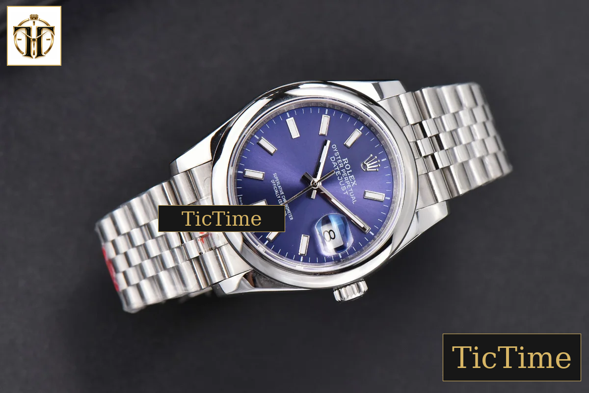 DateJust 36mm GMF SS Smooth Bezel Blue Dial Stick Marker Jubilee Bracelet VR3235 — foto 3