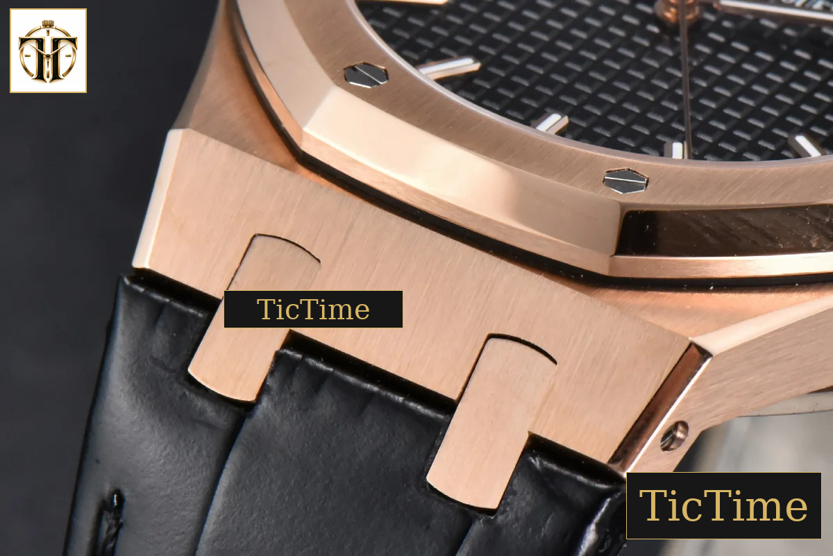 Royal Oak 15500 41mm APSF RG Black Textured Dial Black Leather Strap SA4302 — foto 9