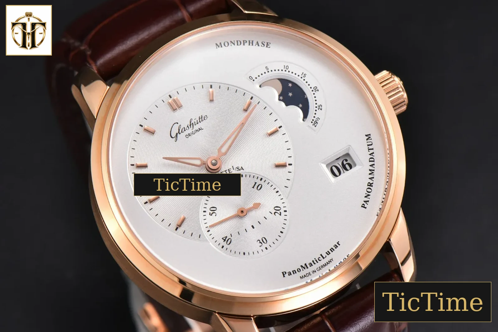 Panomatic Lunar 40mm APSF RG White Dial Brown Leather Strap A23J — foto 13