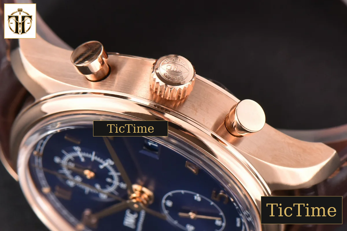Portuguese Chrono IW390305 42mm ZF Blue Dial Brown Leather Strap A7750 — foto 11