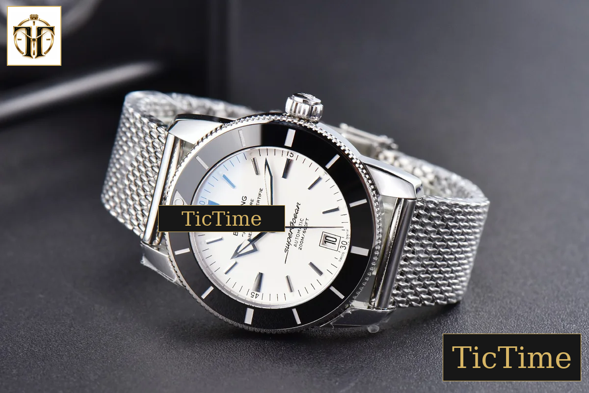 SuperOcean Heritage II 42mm GF White Dial Black Bezel SS bracelet A2824 — foto 13